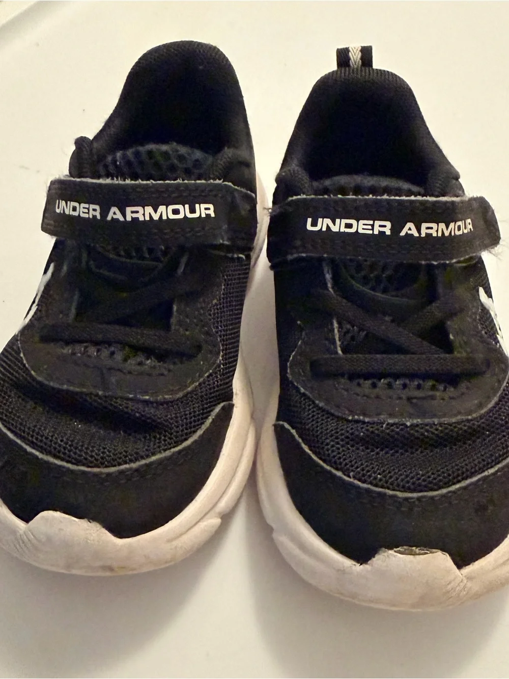 Under Armour Black Kids Velcro Sneakers with White Logo